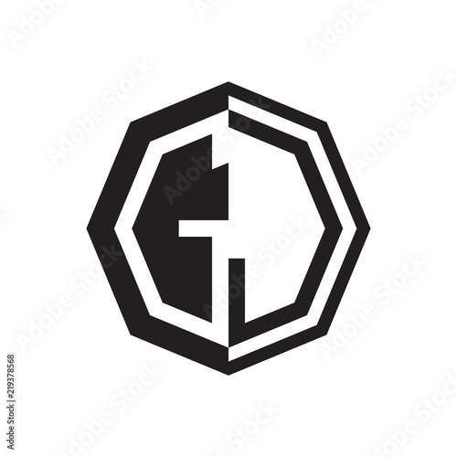 two letter GJ octagon negative space logo
