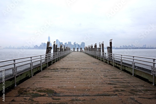 Pier on Ellis Island with New York View