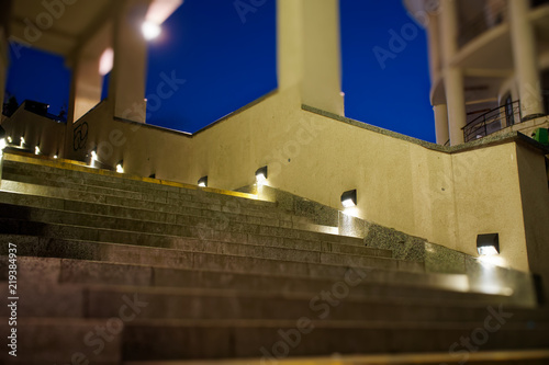 Modern minimalism style stairs with night lighting.