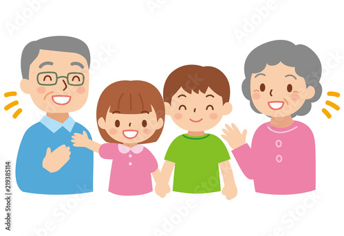 老夫婦と子供たち