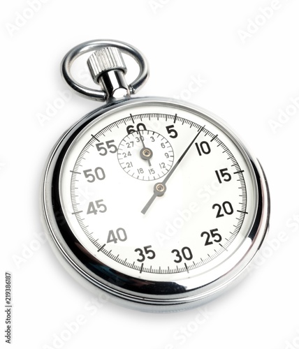 Close Up Of  a Stopwatch on White Blackground