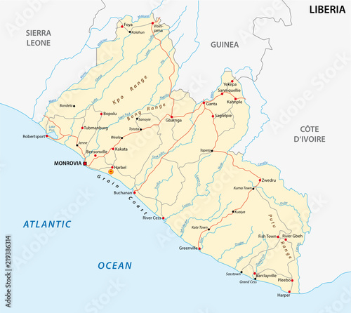 Republic of Liberia road vector map