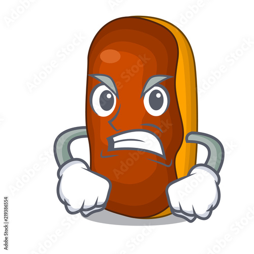 Angry mascot cartoon eclair cake color chocolate