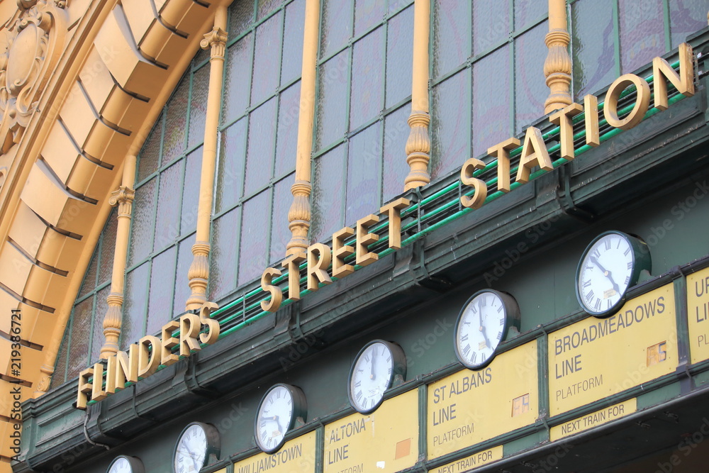 Flinders Street Station main entrance and famous clocks Melbourne