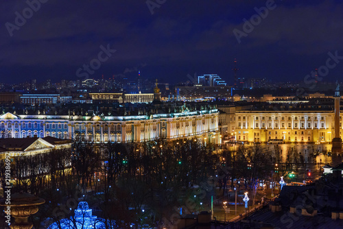 View of Palace Square and Winter Palace from the colonnade of St. Isaac's Cathedral. Saint Petersburg. Russia