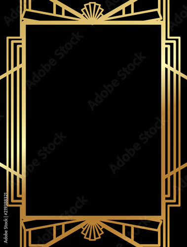 Art Deco Gatsby inspired, Roaring 20s style frame template vector photo