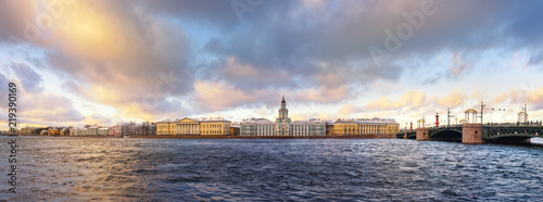 View of Universitetskaya Embankmen in Saint Petersburg. Russia