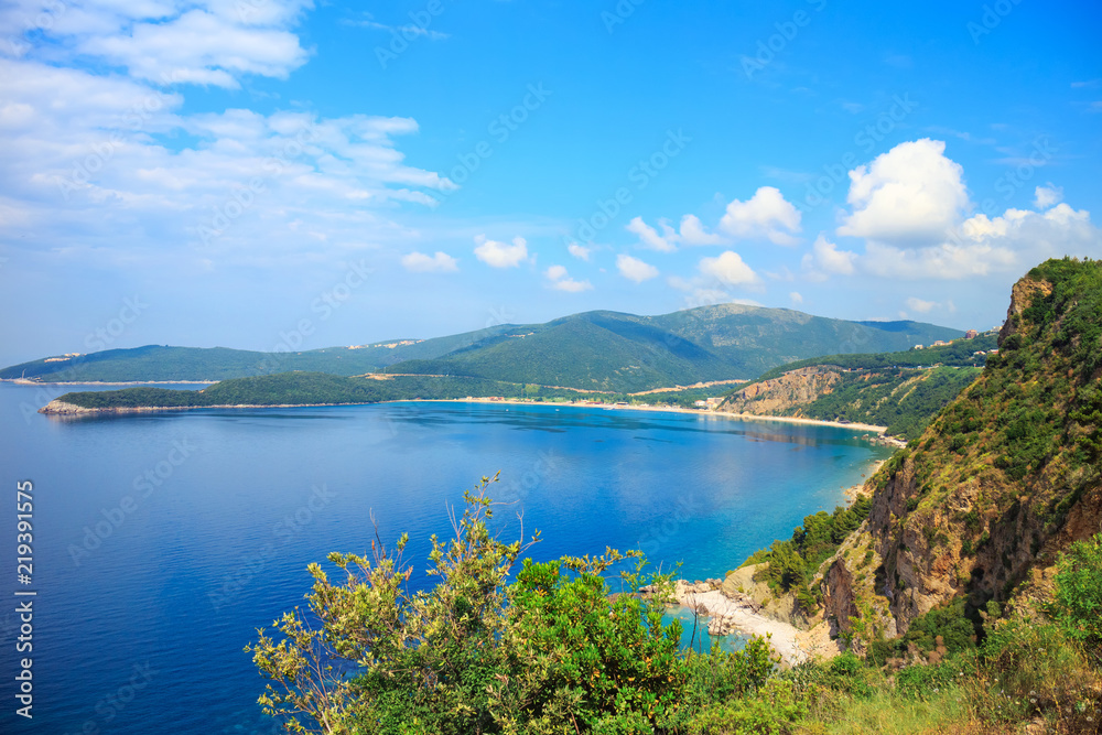 View from above on Adriatic sea coastline in Montenegro, nature landscape, vacations to the summer paradise View from above on Adriatic sea coastline in Montenegro, nature landscape, vacations to the summer paradise