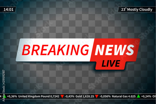 Breaking news screen saver on transparent background