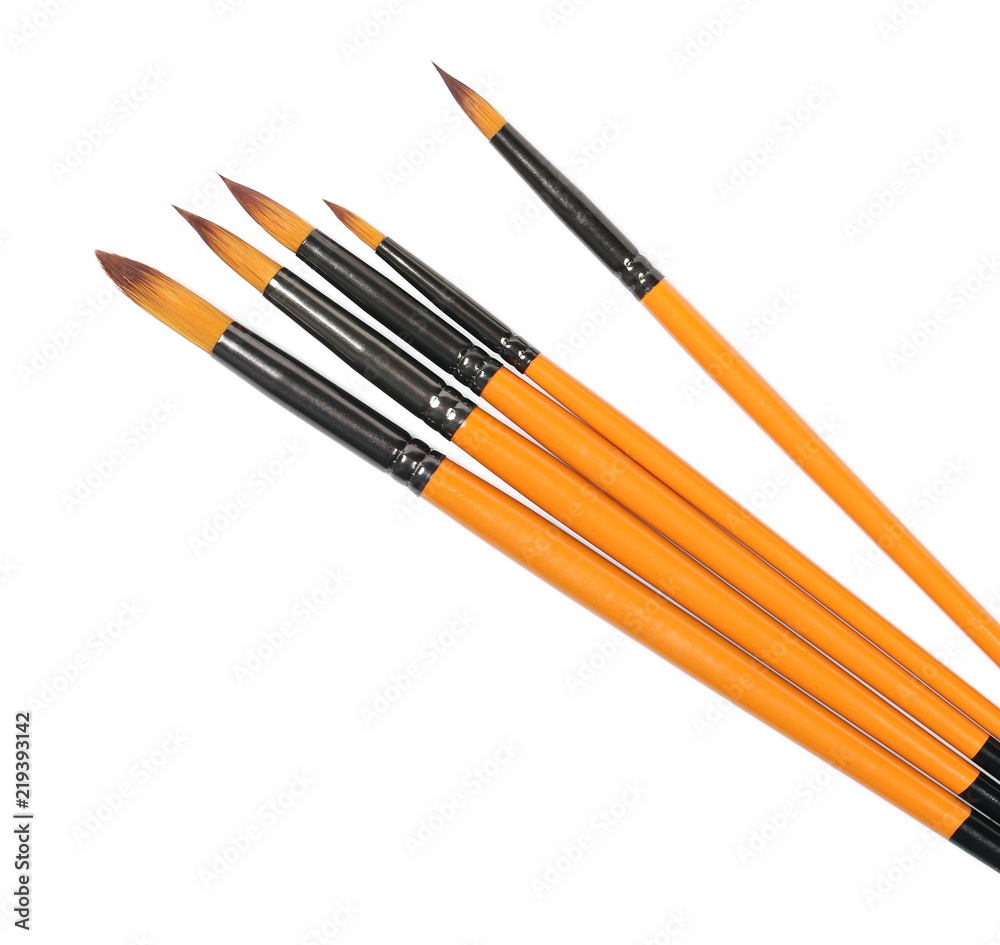Paintbrushes isolated on white background, top view Paintbrushes isolated on white background, top view