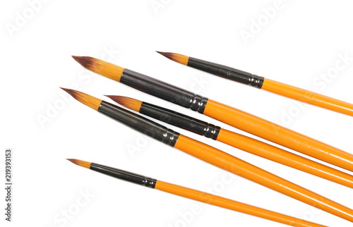 Paintbrushes isolated on white background, top view