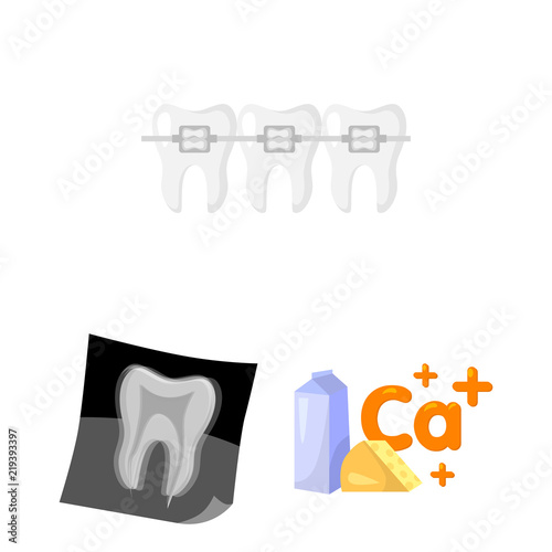 Dental care cartoon icons in set collection for design. Care of teeth vector symbol stock web illustration.
