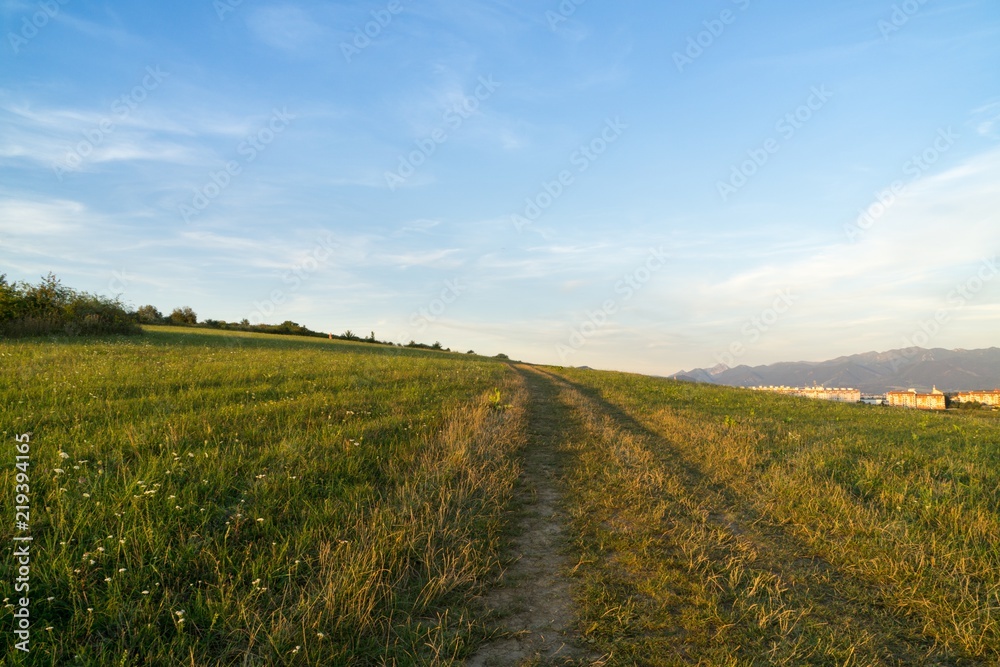 Sunrise and sunset over the hills and town. Slovakia Sunrise and sunset over the hills and town. Slovakia