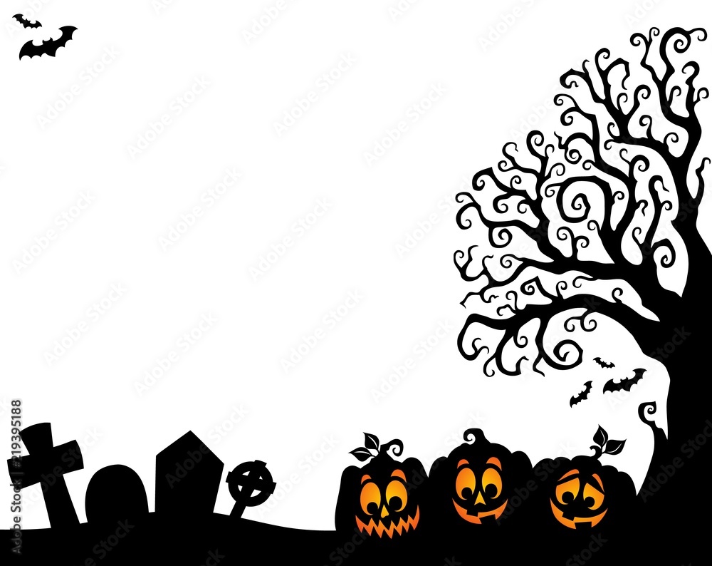 Halloween tree half silhouette theme 3 Halloween tree half silhouette theme 3