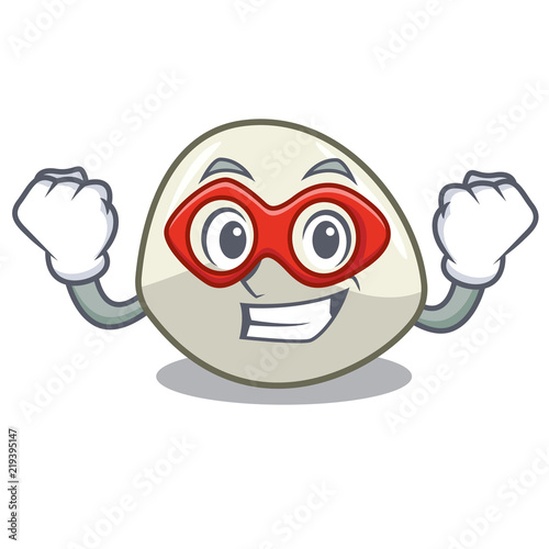 Super hero character cartoon fresh mozzarella cheese slices