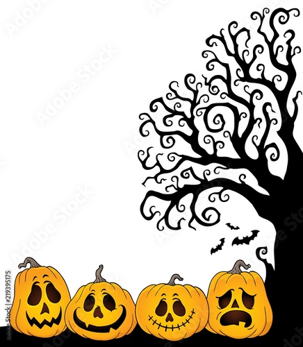 Halloween tree half silhouette theme 2
