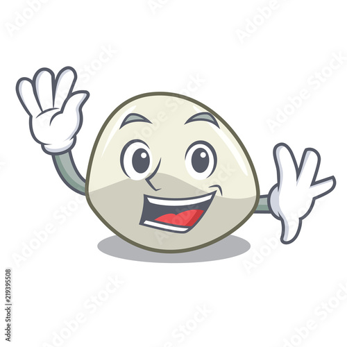 Waving character cartoon fresh mozzarella cheese slices