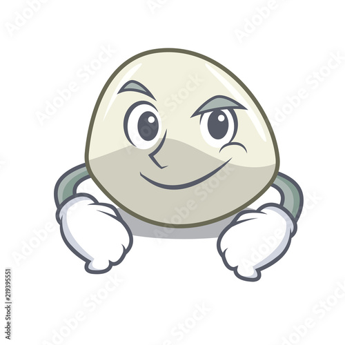 Smirking character cartoon fresh mozzarella cheese slices