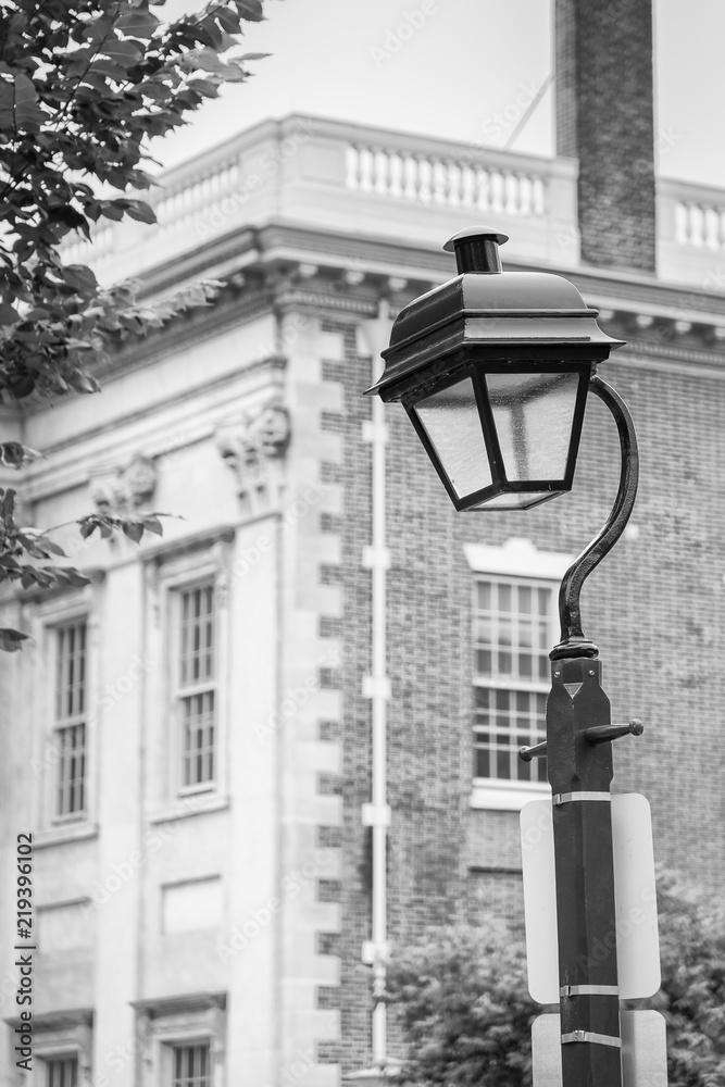 Street light and beautiful house. Details. Philadelphia, Pennsylvania, USA