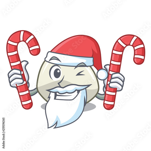 Santa with candy mozzarella cheese isolated on mascot cartoon