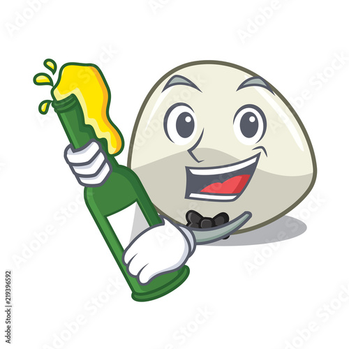 With beer mozzarella cheese isolated on mascot cartoon