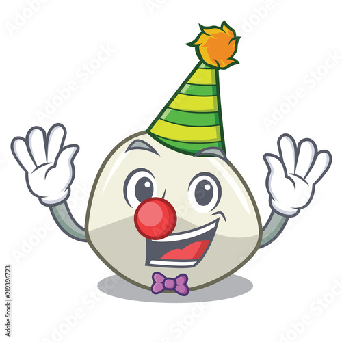 Clown mozzarella cheese isolated on mascot cartoon