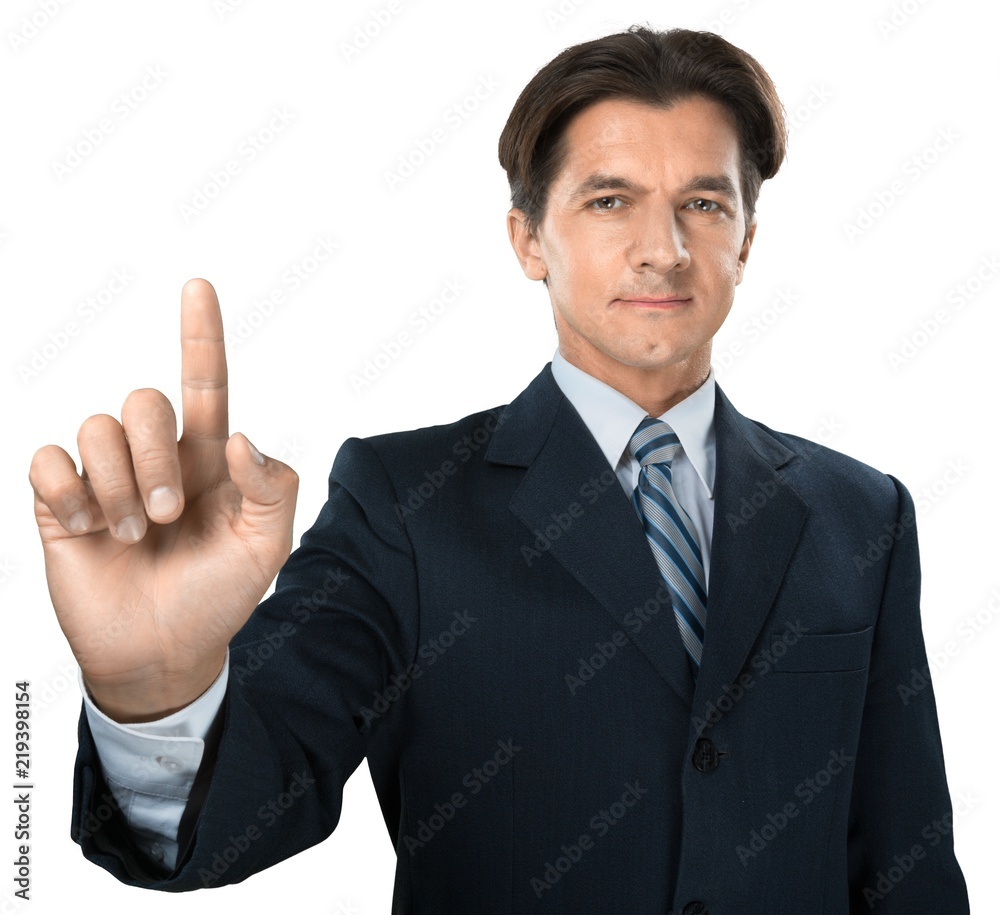 Portrait of young businessman in black suit isolated on white Portrait of young businessman in black suit isolated on white
