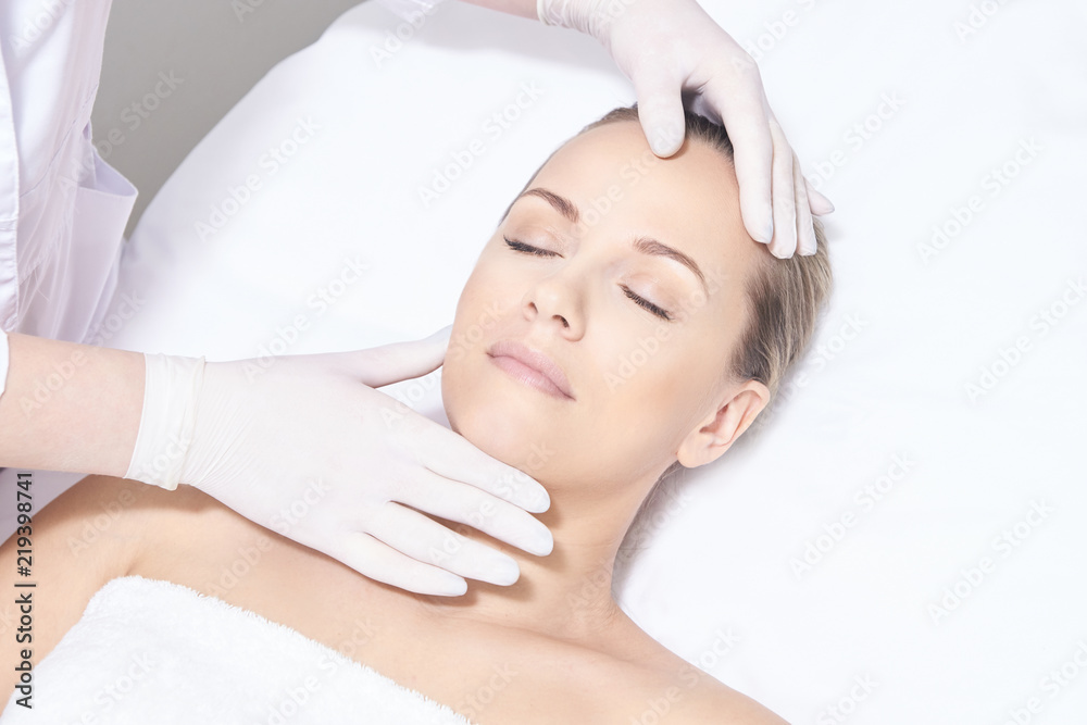 Waxing woman leg. Sugar hair removal. laser service epilation. Salon wax beautician procedure