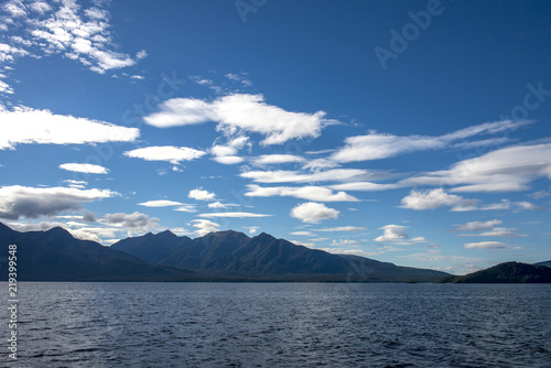 White clouds over Lake Manapouri