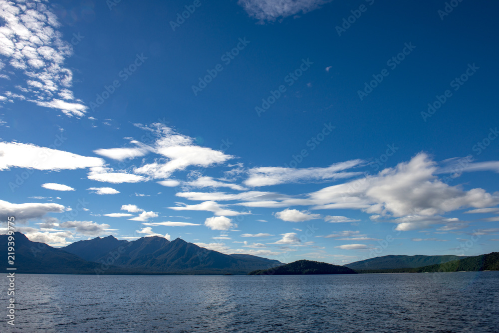Blue skies over Lake Manapouri