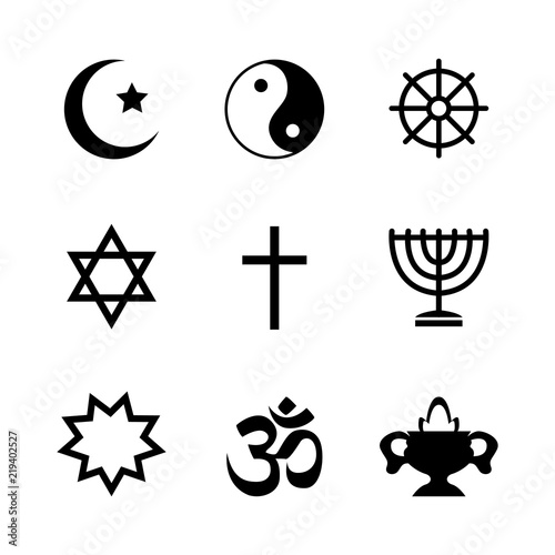 Icons denoting different religious symbols