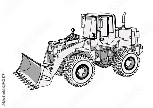 sketch of a construction bulldozer vector