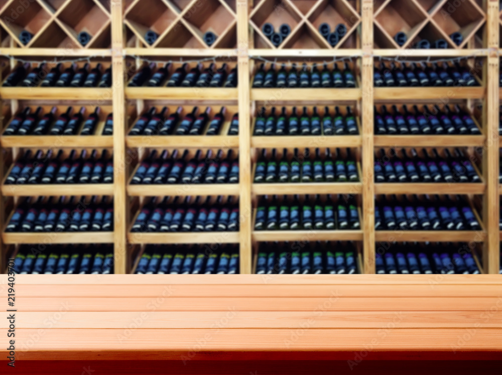 custom made wallpaper toronto digitalWood table with blured background wine bar, for your photo montage or product display. Space for placing items on the table.