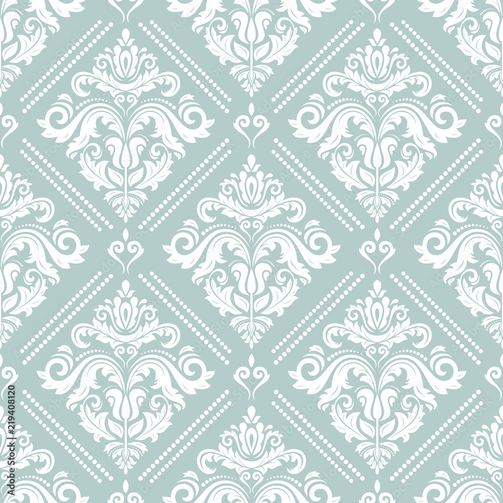 Orient classic light blue and white pattern. Seamless abstract background with repeating elements. Orient background