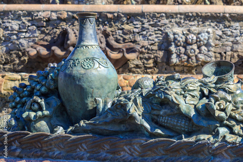 Decorative element of fountain Stone flower on Exhibition of Achievements of National Economy (VDNH) in Moscow photo