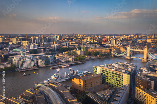London - August 06, 2018: Central London seen from the top of the Shard in downtown London, England