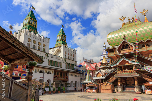 Central square of Izmailovo Kremlin on a sunny summer morning. Cultural and entertainment complex Kremlin in Izmailovo in Moscow photo