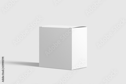 Photorealistic Long Square Cardboard Package Box Mockup on light grey background. 3D illustration. Mockup template ready for your design. 