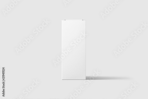 Photorealistic Rectangle Cardboard Package Box Mockup on light grey background. 3D illustration. Mockup template ready for your design. 
