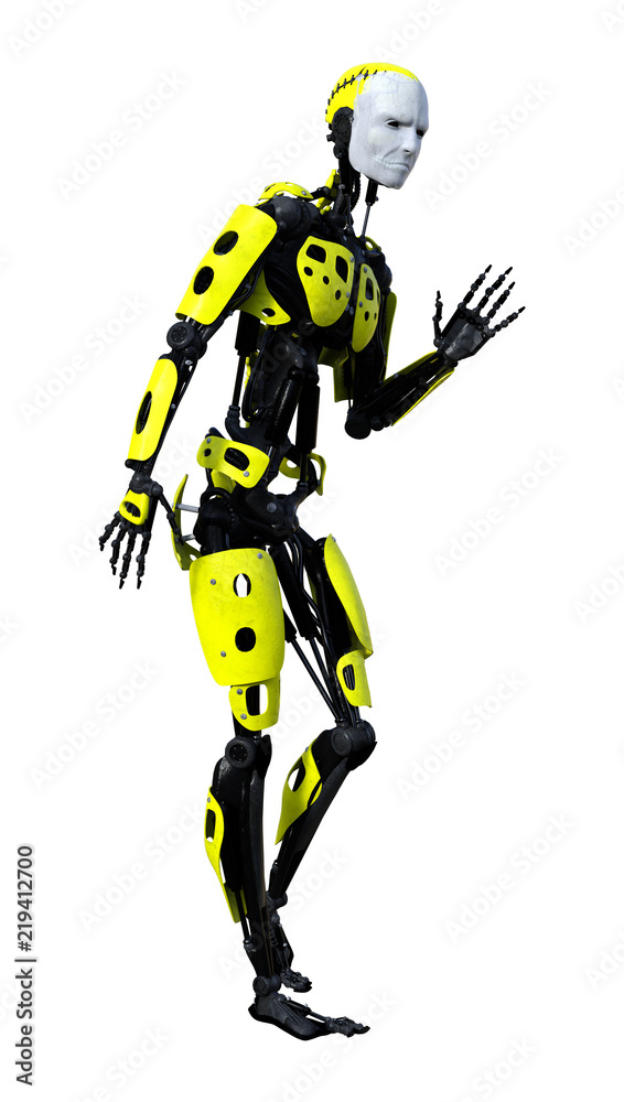 3D Rendering Male Robot on White