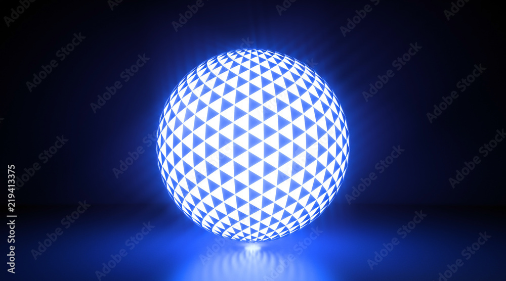 Glowing Triangle Light Sphere - 3D Illustration