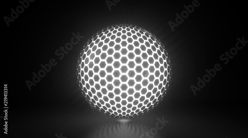 Glowing Honeycomb Light Sphere - 3D Illustration