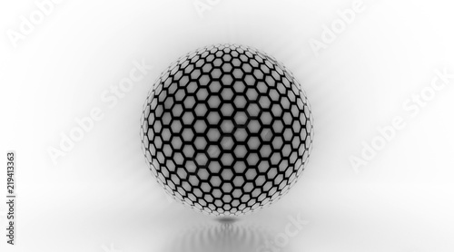 Glowing Honeycomb Light Sphere - 3D Illustration