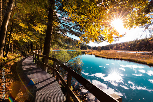 Obraz na plátně Paysage d'automne dans les Vosges alsace lac de Lispach