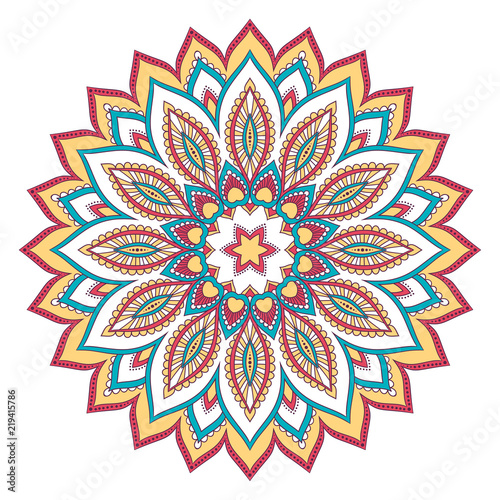 Ethnic ornamental mandala. Decorative design element. Hand drawn vector illustration