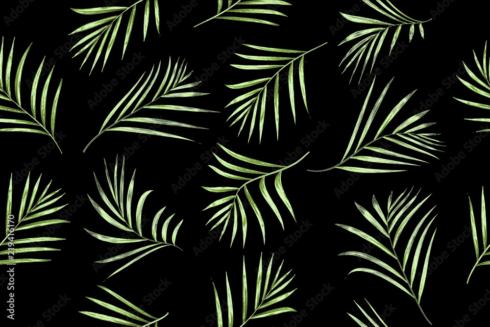 Seamless pattern of tropical leaves palm tree Seamless pattern of tropical leaves palm tree