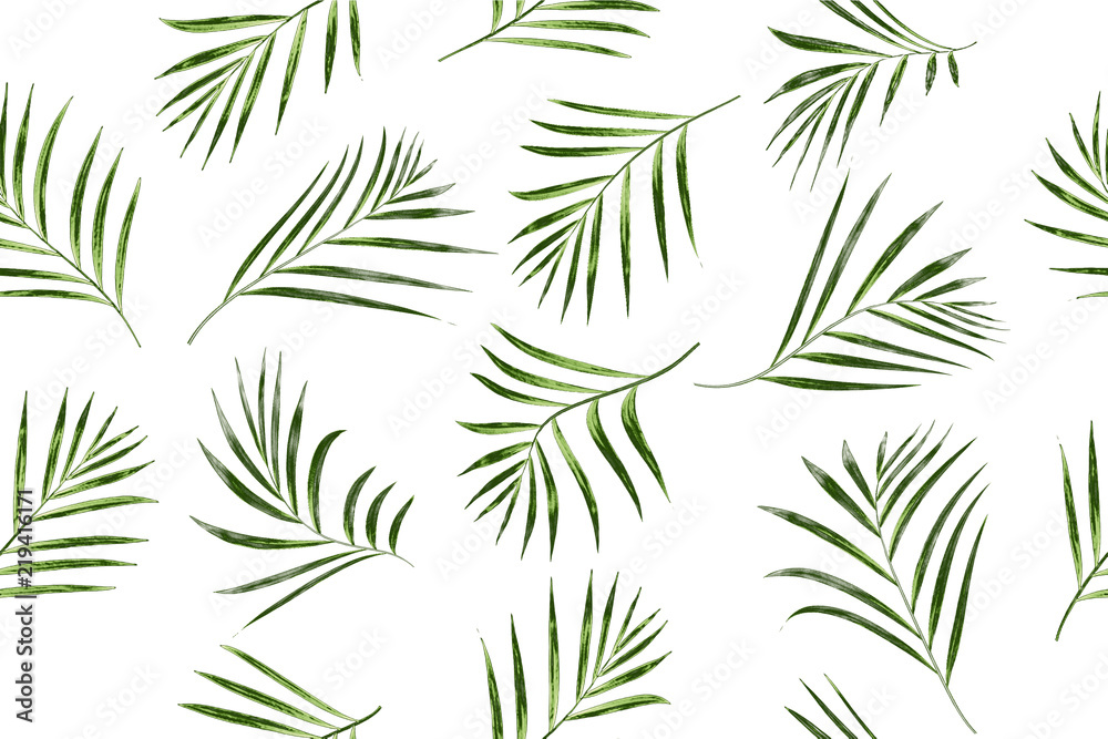 Seamless pattern of tropical leaves palm tree