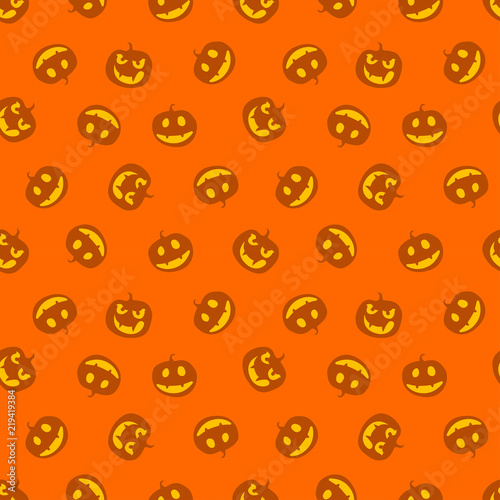 Seamless pattern of pumpkins. Happy haloween. Vector illustration.