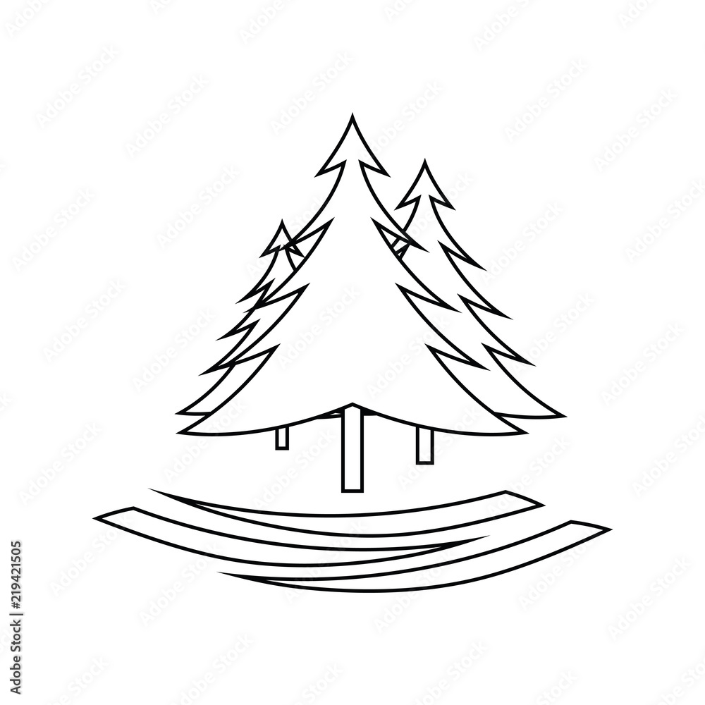 Fototapeta premium Icon of fir forest