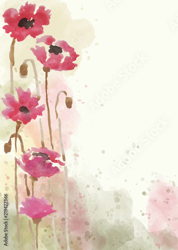 Fototapeta Naklejka Na Ścianę i Meble -  Beautiful hand painted floral background in watercolor style